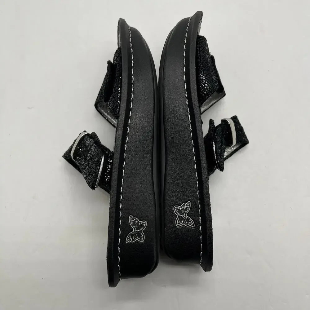 Alegria‎ Women's Karmen Black Metallica Fun Wedge Sandal Size 37